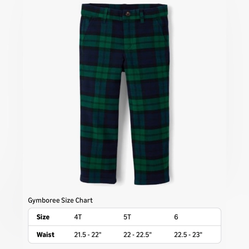 NIB! Gymboree Navy and Green Plaid Noble Forest Pants Trousers - Picture 4 of 6